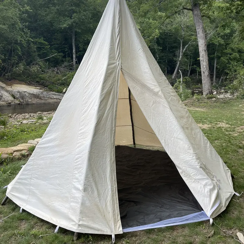 Non-toxic organic canvas tent, beeswax sealed, 8 to 12 ft